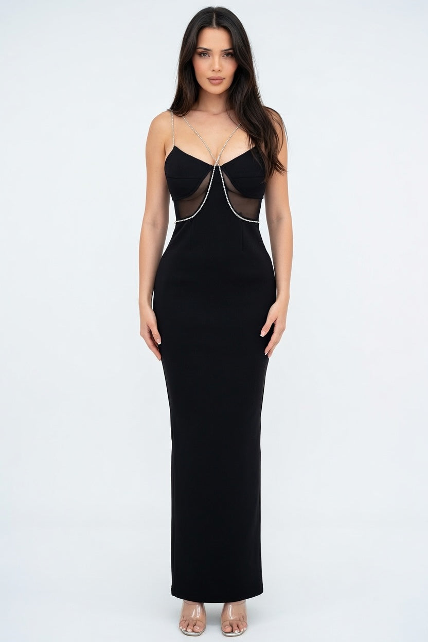 Starlight Temptation Chain Bandage Maxi Dress