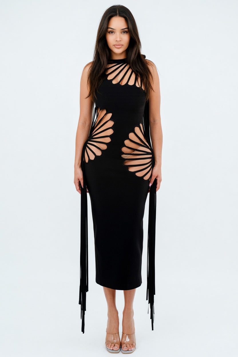 Scarlet Siren Cutout Bandage Midi Dress