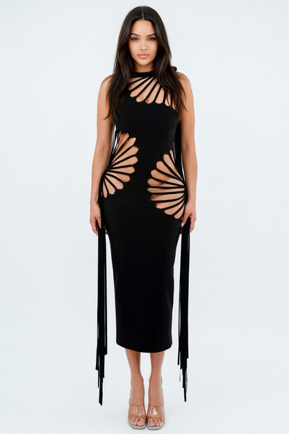 Scarlet Siren Cutout Bandage Midi Dress