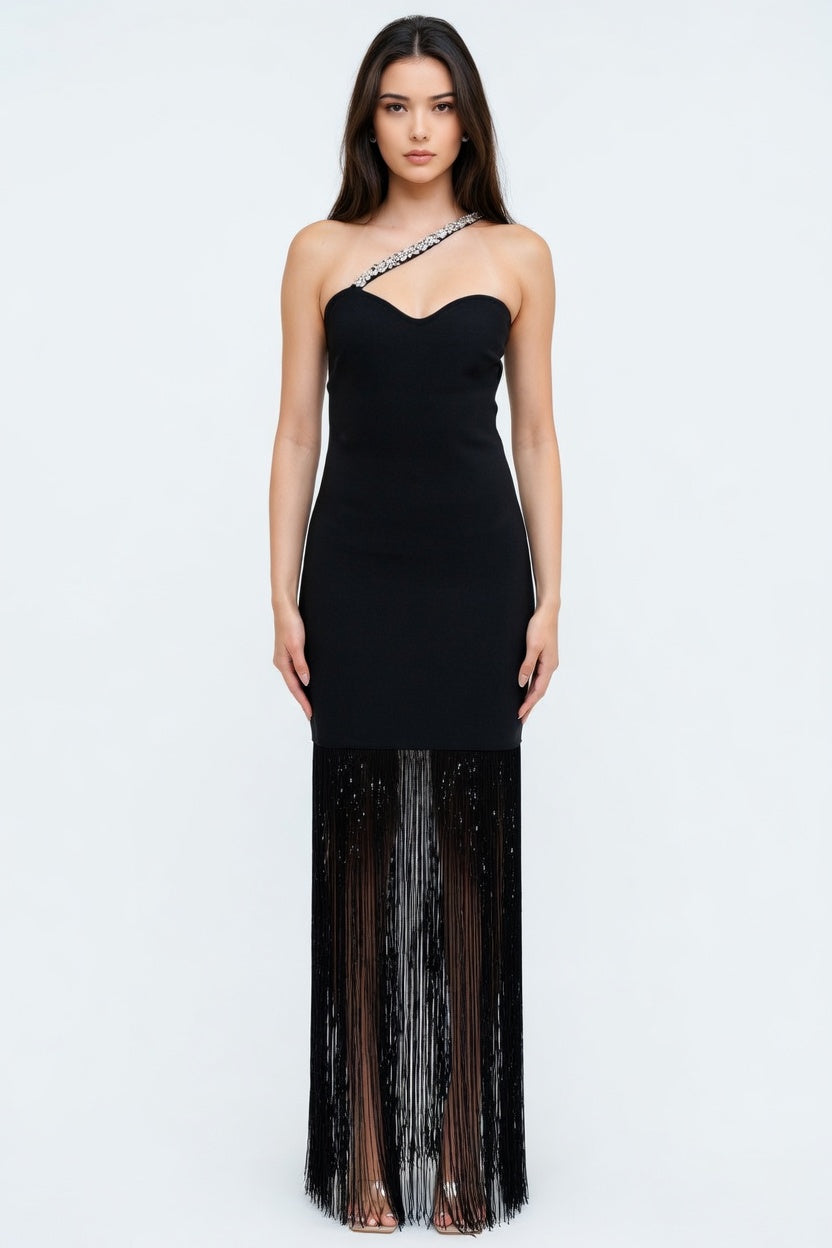After Midnight Fringe Bandage Mini Dress