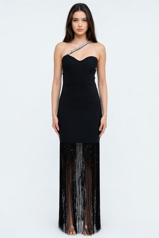 After Midnight Fringe Bandage Mini Dress