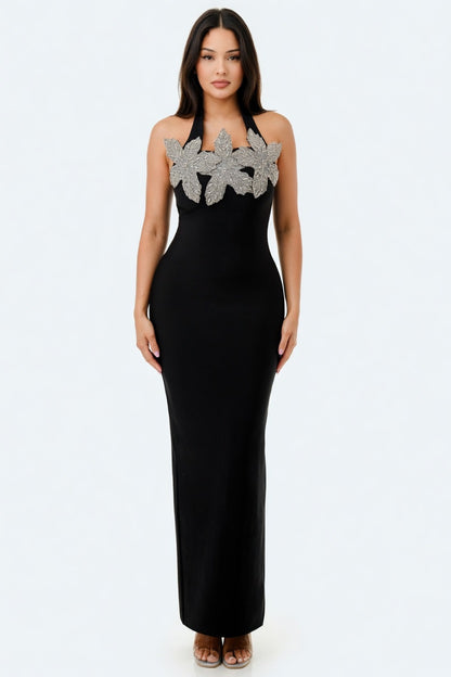 Royale Halter Bandage Maxi Dress