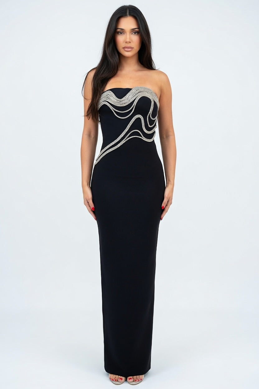 Eclipse Wave Embellished Bandage Gown