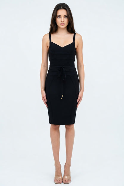 Scarlet Contour Cinch Bandage Midi Dress