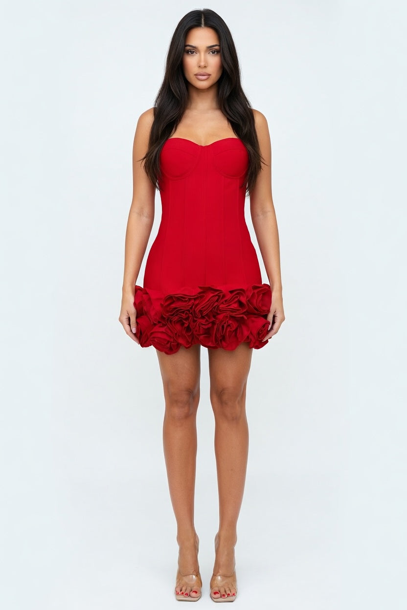 Scarlet Bloom Corset Bandage Mini Dress