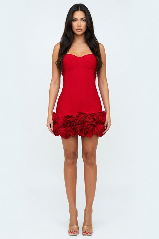 Scarlet Bloom Corset Bandage Mini Dress