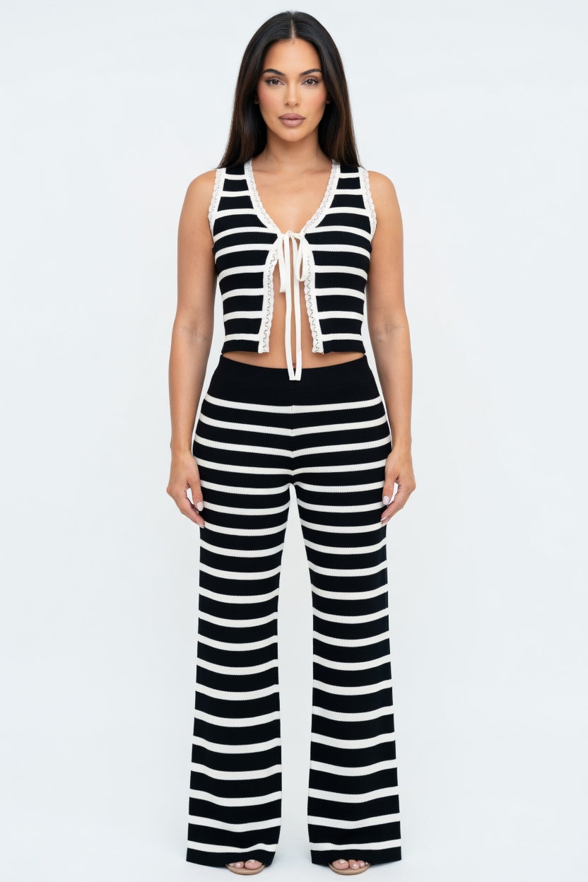 Monaco Stripe Knit Pant Set