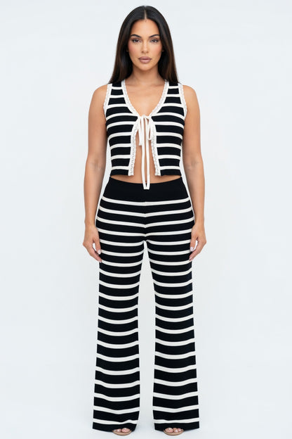 Monaco Stripe Knit Pant Set