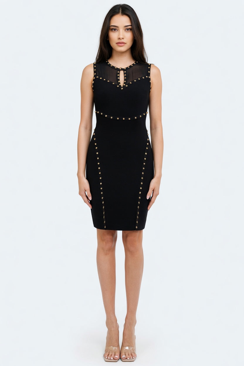 Icon Studded Bandage Mini Dress