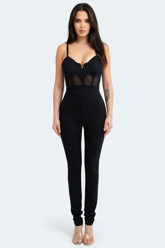 Midnight Contour Corset Bandage Jumpsuit