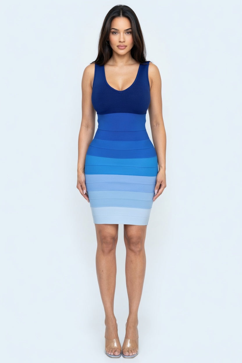 Ocean Fade Bandage Mini Dress