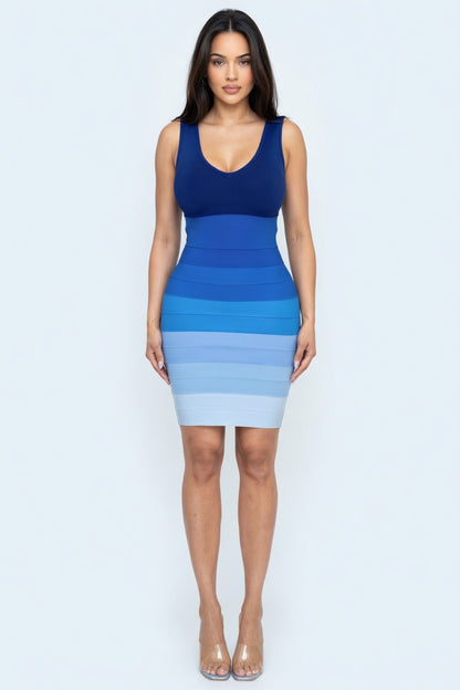 Ocean Fade Bandage Mini Dress