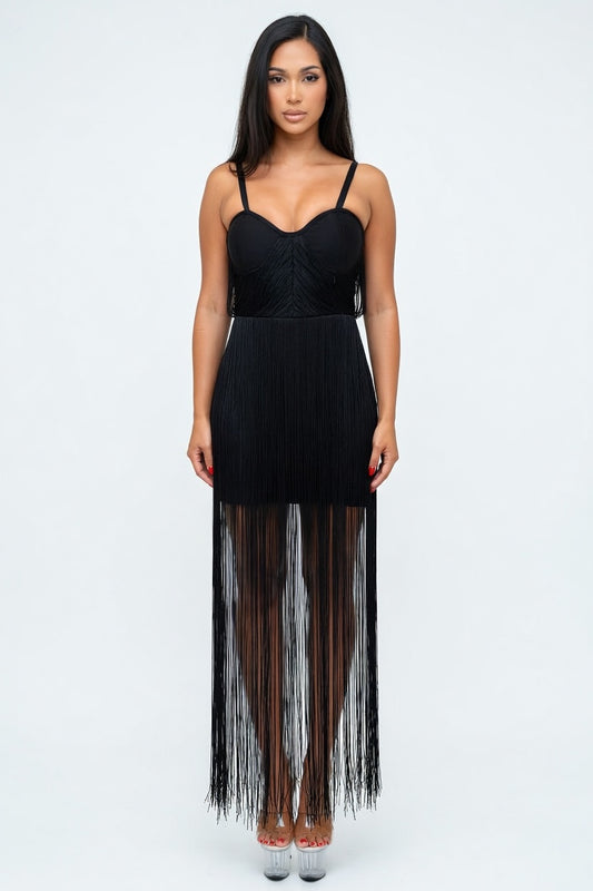 After Hours Fringe Bandage Mini Dress