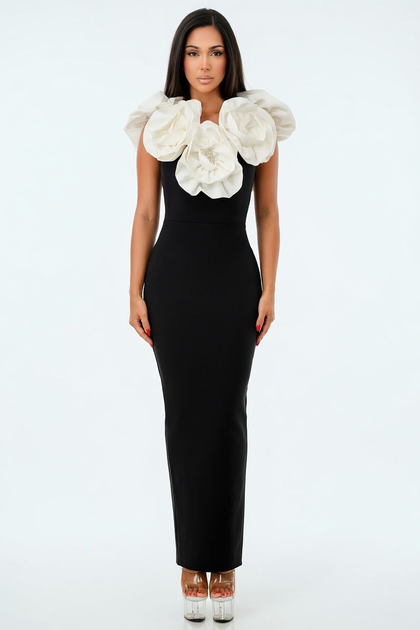 Ivory Bloom Empress Bandage Maxi Dress