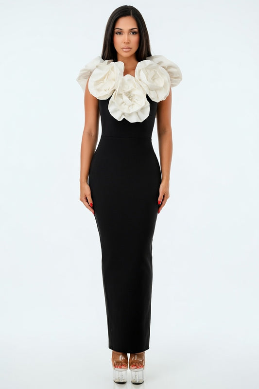 Ivory Bloom Empress Bandage Maxi Dress