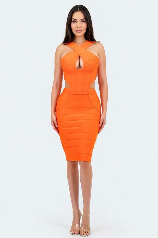Solar Siren Bandage Midi Dress