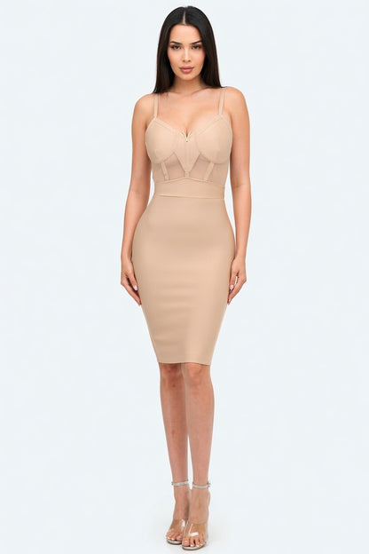 Golden Hour Sculpt Bandage Mini Dress