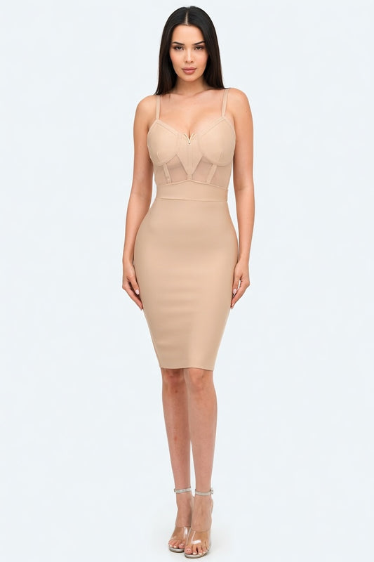 Golden Hour Sculpt Bandage Mini Dress