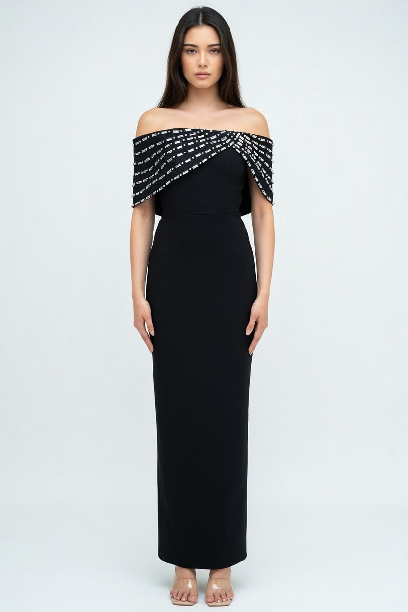 Starlight Opera Cape Bandage Maxi Dress