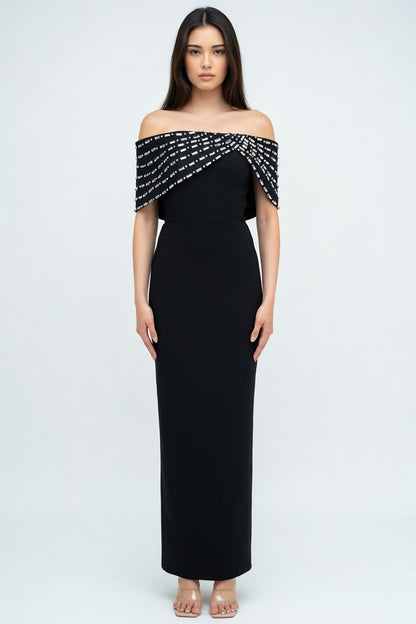 Starlight Opera Cape Bandage Maxi Dress