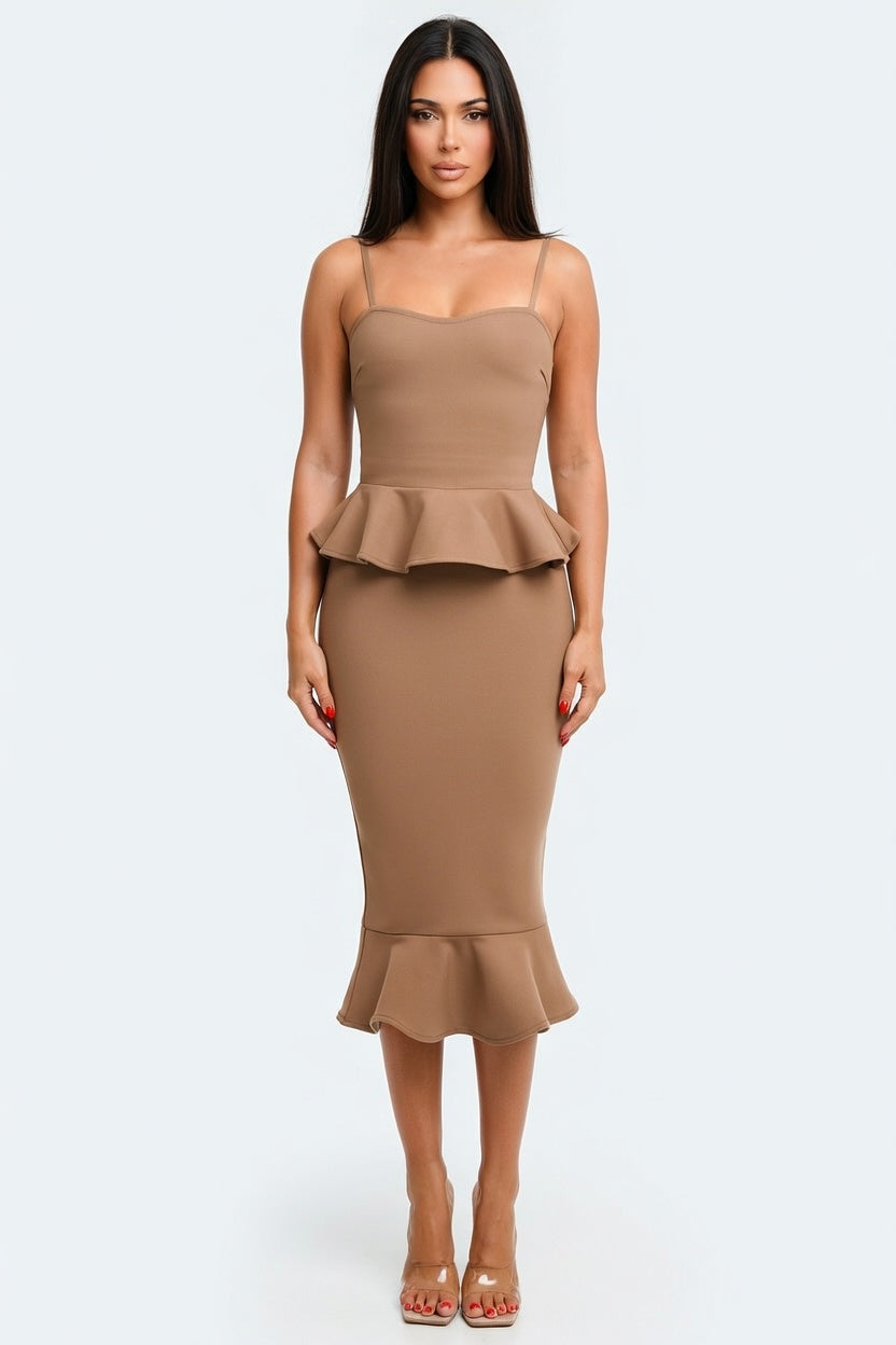 Sienna Sculpt Peplum Bandage Midi Dress