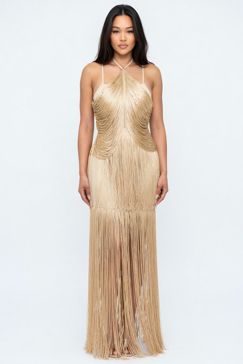 Midnight Rhythm Fringe Bandage Mini Dress