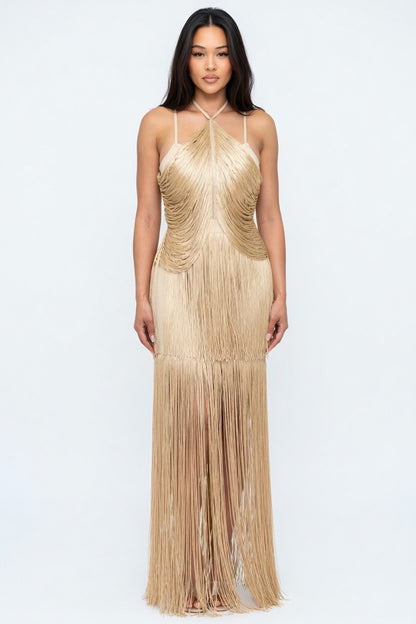 Midnight Rhythm Fringe Bandage Mini Dress
