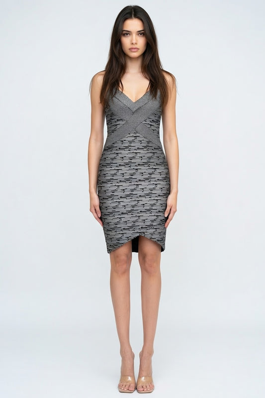 Aurora Crossfire Foil Bodycon Bandage Mini Dress