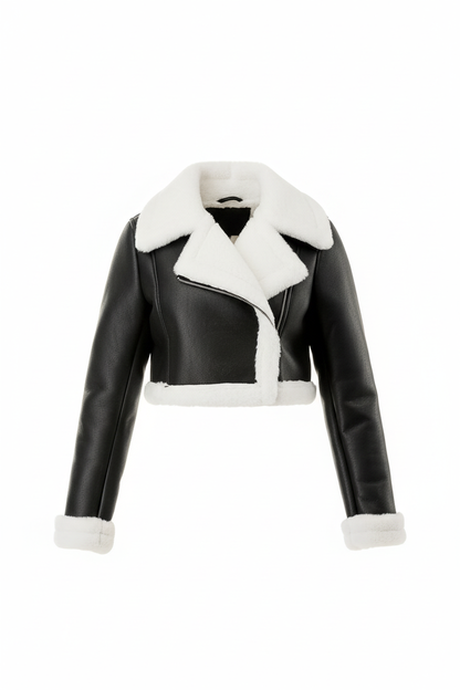 Midnight Chalet Cropped Shearling Jacket