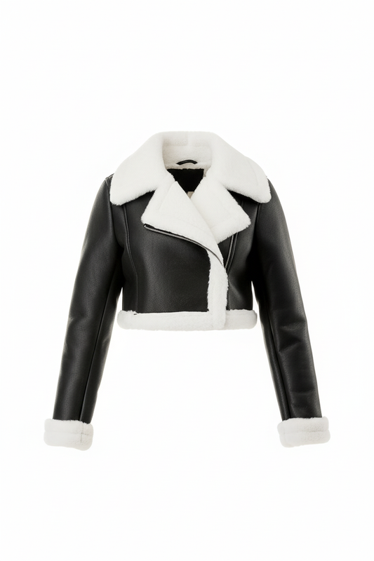 Midnight Chalet Cropped Shearling Jacket